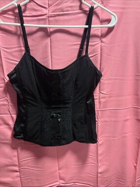 Victoria’s Secret Black Lace Trim Satin Cami Top